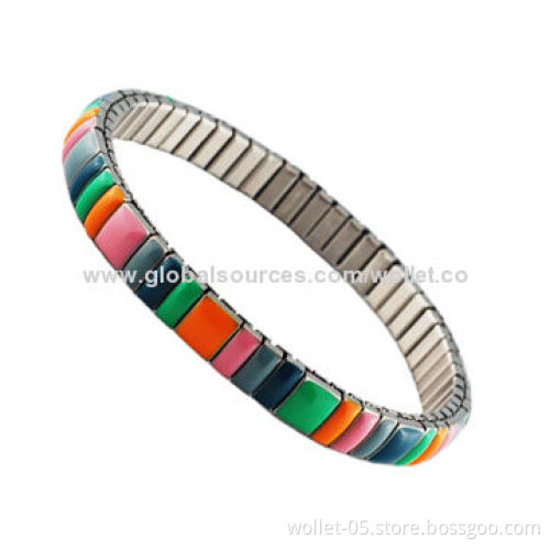 Fashion 316L Stainless Steel Elastic Bracelet with Enamel, for GiftsNew